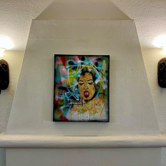 THH70 ORIGINAL PAINTING ART ARTIST GRAFFITI URBAN CONTEMPORARY MIXEDMEDIA CANVAS - Picture 3 of 3